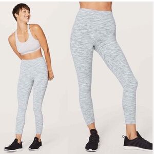 Lululemon Wunder Under Hi-Rise 7/8 25" Gray Space Dye Tight Leggings Women SZ 10